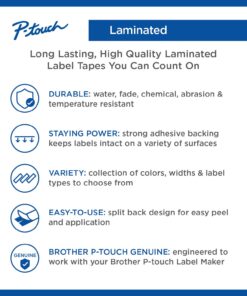 Brother Genuine P-Touch TZE-241 Tape, 3/4" (0.70") Standard Laminated P-Touch Tape, Black on White, Perfect for Indoor or Outdoor Use, Water Resistant, 26.2 Feet (8M), Single-Pack Regular 9 71Z a8XGleL