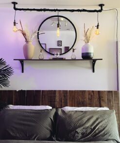 Vintage Pendant Light Kit Cord with Dimming Switch and Triple E26/E27 Industrial Light Socket Lamp Holder 25FT Twisted Black Cloth Bulb Cord Plug in Hanging Light Fixture 35 71Z gCyluUL