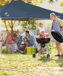 EzyFast Patented Umbrella Structure Instant Beach Canopy Shelter, Portable Straight Leg Pop Up Shade Tent with Wheeled Carry Bag (12'x12', Ensign Blue) 12'x12' 15 71Z1AiY5WFL