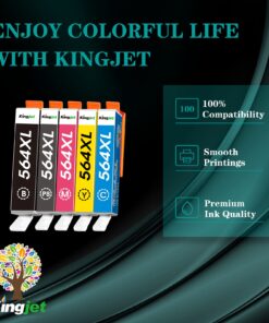 Kingjet Compatible for HP Ink 564XL Black and Color Combo Pack Replacement for HP 564 564 XL 564XL, High Yield 10 Pack for Photosmart 7520 5520 6520 7525 Premium C309A C410A DeskJet 3520 3522 Printers 14 71Z1areGF L 1