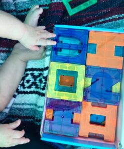 PicassoTiles 180 PCs Magnetic Tile Building Block Deluxe Construction Set with 2 Cars Clear Color Unique Shapes See Through Shape Tiles 3D Playboard Colorful Educational Construction for Kids Ages 3+ 30 71Z1gFXhcrL