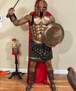 THOR INSTRUMENTS Medieval King Spartan Copper 300 Helmet W/RED Plume Muscle Jacket Leg ARM Guards Rustic Vintage Home Decor Gifts 18 71Z3SZECncL