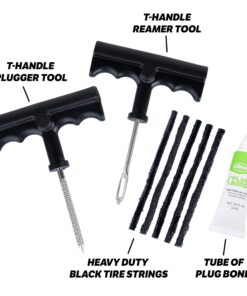 Slime 1034-A Tire Repair Reamer Plug Kit, Medium Heavy Duty Strings, T Handle Type and Glue, 8 Piece Set 35 71Z4PJWX7jL