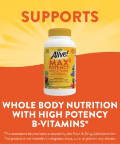 Nature's Way Alive! Max3 Potency Multivitamin, Antioxidants & High Potency B-Vitamins to Support Cellular Energy Metabolism*, No Added Iron, 180 Tablets 180 Count (Pack of 1) 17 71Z4v0nVWAL