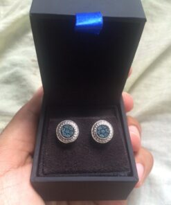 Amazon Collection Sterling Silver Diamond Accent Stud Earrings Blue 15 71Z67lhEE8L