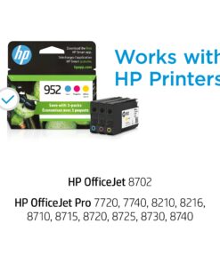 Alternative view of HP 952 Cyan, Magenta, Yellow Ink Cartridges (3-pack) | Works with HP OfficeJet 8702, HP OfficeJet Pro 7720, 7740, 8210, 8710, 8720, 8730, 8740 Series | Eligible for Instant Ink | N9K27AN Multipack