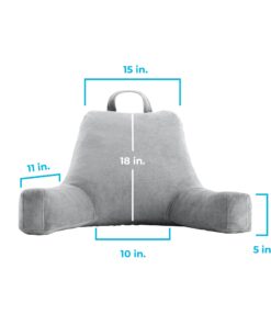 LINENSPA Reading Pillow with Shredded Memory Foam- Back Pillow for Sitting in Bed, Reading, Gaming, Watching TV – Chair Pillow with Arms, Dorm Room Essentials, Stone Standard 31 71Z6Ss5zFXL