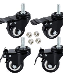 DICASAL 4 Pack 1.5 Inch Swivel Stem Casters, Non-Marking Polyurethane Wheels 330 Lbs with Diameter 3/8"- 16 x 1" Stem Thread and Nuts for Carts Trolley Furniture 3/8-16*1" 23 71Z7quL6PL