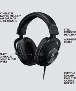 Logitech G PRO Gaming Headset for Oculus Quest 2 - Oculus Ready - Custom-length Cable - PRO-G Precision Gaming Audio Driver - Steel and Aluminum Build - Low-Latency 3.5 mm Aux Connection,Black 17 71Z84lkIOxL