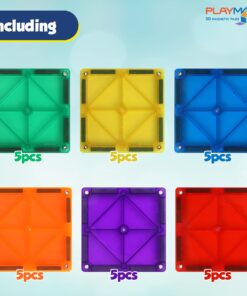 Playmags Magnetic Tiles, 30-Piece Magnet Squares Expansion Set, Construction Building Blocks, Starter Set for Kids Ages 3+ 13 71Z9u3n6nTL
