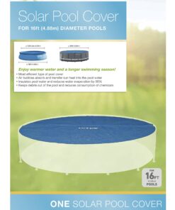 INTEX 28014E Solar Pool Cover: For 16ft Round Easy Set and Metal Frame Pools – Insulates Pool Water – Reduces Water Evaporation – Keeps Debris Out – Reduces Chemical Consumption 16 ft 23 71ZAASmEPLL
