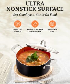 Gotham Steel 5 Qt Stock Pot, Nonstick Cooking Pot with Lid, Large Soup Pot & Pasta Pot with Stay Cool Handles, Ceramic Coated Nonstick Pot, Metal Utensil Oven & Dishwasher Safe, 100% Toxin Free 5 Quart 10 71ZB25uxLkL