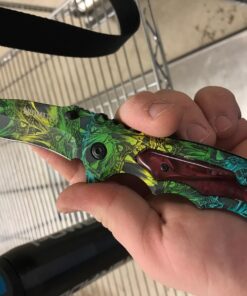 Promithi Camo EDC Small Pocket Knife Stainless Steel Blade Camping Hunting Survival Outdoor Folding Knife,Collection Knives,8 Inch,Colorful,with Belt Clip (Yellow) 31 71ZBAxAGrVL