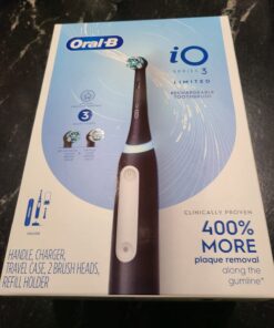 Oral-B iO Series 3 Limited Rechargeable Electric Powered Toothbrush, Black with 2 Brush Heads and Travel Case - Visible Pressure Sensor to Protect Gums - 3 Modes - 2 Minute Timer 60 71ZC7zUUL