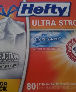 Hefty Ultra Strong Tall Kitchen Trash Bags, Clean Burst Scent, 13 Gallon, 80 Count 40 71ZCGjFNGHL