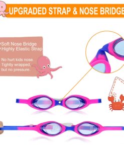 Careula 2 Pack Kids Swim Goggles, Swimming Goggles Anti-fog Water Pool Glasses for Kids Girls Boys Toddlers Child Age 2-12 A1 Purple & Blue 12 71ZD68O0jL