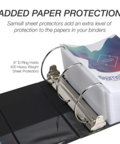 Samsill Titan Extra Large 6 Inch 3 Ring View Binder - Non-Stick Customizable Clear View Cover - Locking D-Ring - Holds Over 1250 Sheets - Black 1-Pack 6-Inch 12 71ZDlJNr6QL