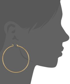 Amazon Essentials Stainless Steel Rounded Tube Hoop Earrings (50mm) Yellow Gold 60 mm 11 71ZE0C4kNyL