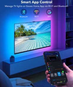 Govee TV LED Backlight, RGBIC TV Backlight for 55-65 inch TVs, Smart LED Lights for TV with Bluetooth and Wi-Fi Control, Works with Alexa & Google Assistant, Music Sync, 99+ Scene Modes, Adapter 23 71ZGVdVkrcL