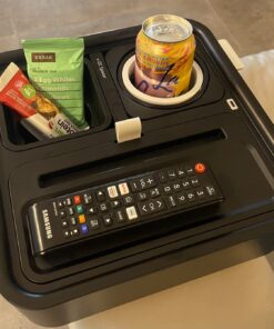 CouchConsole Original Tray - Drinks & Snacks Sofa Caddy with Armrest, Table with Phone Stand- TV Remote Control Storage and Organizer - for Living Rooms, RV, and Cars, Black/Gray Black and Gray 37 71ZGWFnL zL