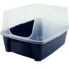 IRIS USA Open-Top Cat Litter Box with Shield, Without Scoop, Navy 10 71ZHKfajAQL