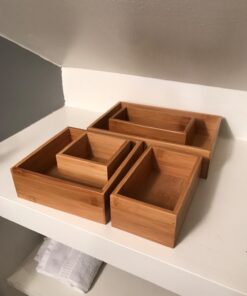 Seville Classics Bamboo Premium Organizer Storage Bins for Kitchen Silverware, Pantry, Closet, Office Desk, Pens, Utensils, Makeup, K Cup, Bamboo, Bin Set (5 Piece) Bin Set (5 Piece) 45 71ZHh9JiUIL