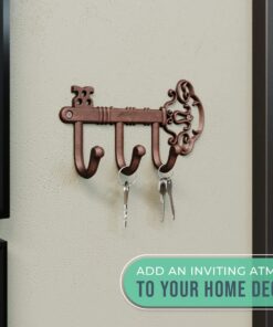 Comfify Decorative Wall Mounted Skeleton Key Holder | Vintage Key with 3 Hooks | Wall Mounted | Rustic Cast Iron | 7.9 x 4.1 |- with Screws and Anchors Rust brown 25 71ZHyrPVkoL