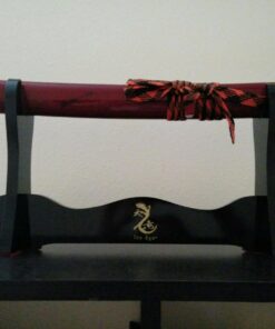 Ten Ryu – Samurai Sword Stand – Black Lacquered Wood Single Sword Stand with Red Velvet Holders and Ten Ryu Logo on Stand, Display Your Collection with Pride – MA-1SD 17 71ZICb0dj L