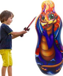 Inflatable Punching Bag for Kids with Foam Sword Set | 48" Double Sided Bop Bag for Boys, Girls and Children | Knight & Dragon Theme Imaginative and Sports Toys 19 71ZIJYXa bL