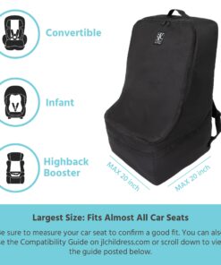 J.L. Childress Ultimate Backpack PREMIUM Padded Car Seat Travel Bag - Thick Padding, Heavy Duty Backpack - Gate Check Bag for Car Seats - Fits All Car Seats & Booster Seats - Black 31 71ZISDsnHKL