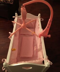 Badger Basket Toy Doll Bed with Storage Cabinet, Gingham Bedding, and Personalization Kit for 22 inch Dolls - White/Pink 51 71ZIexWUyxL