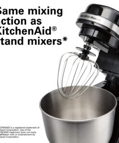Hamilton Beach Electric Stand Mixer, 4 Quarts, Dough Hook, Flat Beater Attachments, Splash Guard 7 Speeds with Whisk, Black 24 71ZIws1TjL