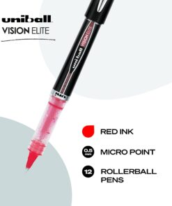 Alternative view of Uniball Vision Elite Rollerball Pens, Red Pens Pack of 12, Micro Pens with 0.5mm Ink, Ink Black Pen, Pens Fine Point Smooth Writing Pens, Bulk Pens, and Office Supplies