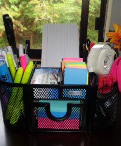 Rolodex 1746466 Mesh Pencil Cup Organizer Four Compartments Steel 9 1/3 x 4 1/2 x 4 Black 32 71ZJqtD9vJL