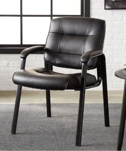 Amazon Basics Classic Faux Leather Office Desk Guest Chair with Metal Frame, Black, 27.4D x 23.6W x 35.8H in 29 71ZL4PYeu0L