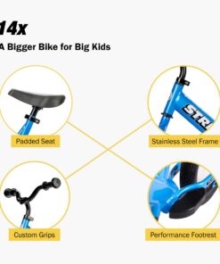Strider 14x - Balance Bike for Kids 3 to 7 Years - Includes Custom Grips, Padded Seat, Performance Footrest & All-Purpose Tires - Easy Assembly & Adjustments Awesome Blue 16 71ZLFJD6FHL