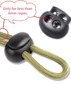 DYZD Plastic Cord Lock End Toggle Double Hole Spring Stopper Fastener Slider Toggles End (Black,10 PCS) Black 26 71ZLfmeX0HL