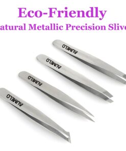 Alternative view of Tweezers Set 4-Piece Professional Stainless Steel Tweezers Gift with Travel Case by Aumelo - Best Precision Eyebrow and Splinter Ingrown Hair Removal Tweezer Tip,No Colored & Chemical Free Silver