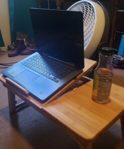 SONGMICS Laptop Desk, Folding Lap Tray, Bamboo Bed Desk with Tilting Top, Small Drawer, for Home Office, Bedroom, Natural ULLD01N 84 71ZOUSyDRdL