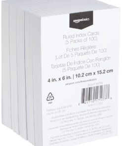 Alternative view of Amazon Basics Ruled Lined Index Note Cards, 500 Count, 5 Pack of 100, White, 4 in x 6 in