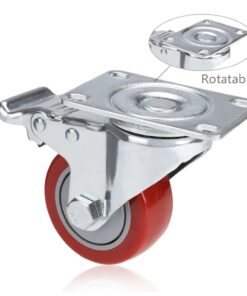 COOCHEER Casters, 3'' Heavy Duty Casters, Load 1200lbs, Lockable Bearing Caster Wheels with Brakes, 360-degree Top Plate Swivel Casters for Furniture and Workbench, Casters Set of 4, Red (Free Screws) 22 71ZRv3TSHL