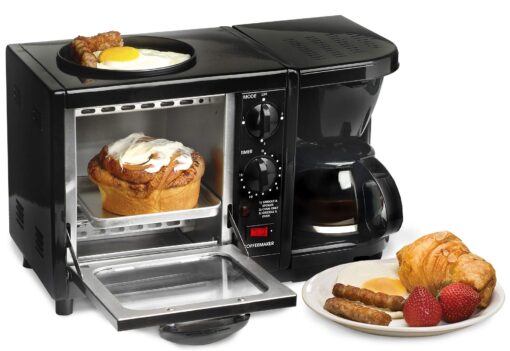 Maxi-Matic EBK-200B 3-in-1 Breakfast Station Toaster Oven, Regular, Black