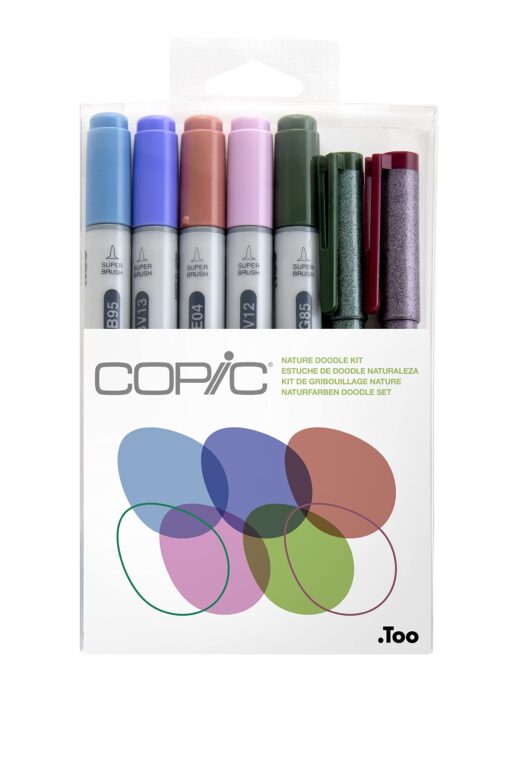 Copic Ciao Alcohol Markers, Doodle Kit Nature, 5 markers + 2 pens Art markers, alcohol markers, permanent marker, alcohol-based markers, illustration markers, brush tip marker, dual tip markers