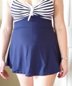COCOSHIP Vintage Sailor Pin Up Swimsuit Retro One Piece Skirtini Cover Up Swimdress(FBA) Large Navywhite(fast Ship) 33 71ZTEDZ98cL