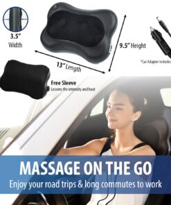 Zyllion Back and Neck Massager with Heat - 3D Deep Tissue Shiatsu Massage Pillow for Chair, Car and Muscle Pain on Whole Body: Shoulders, Calf, Foot, Legs, Arms (NOT Cordless) - Black (ZMA-13-BK) 32 71ZU gszpcL