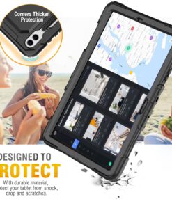 HXCASEAC Shockproof Case for Samsung Galaxy Tab A7 Lite with Screen Protector / 360 Rotating Hand Strap/Built-in Stand/Protective Carrying Case for Tab A7 lite 8.7 Case SM-T220 T225 T227, Black Black/Black 8.7 inch-Tab A7 lite 31 71ZWG0aGyGL