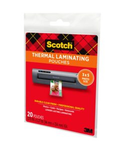 Scotch Thermal Laminating Pouches Premium Quality, 5 Mil Thick for Extra Protection, 20 Pack Photo Size Laminating Sheets, Our Most Durable Lamination Pouch, 3.7 x 5.2 inches, Clear (TP5902-20) 3x5 Photo 10 71ZWjy5OYhL