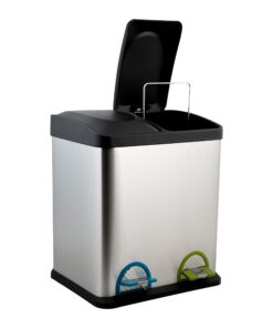 Organize It All Dual Compartment Step-On 8-Gallon (30 liter) Recycling Trash Can, Stainless Steel 26 71ZXeI 3XUL 1