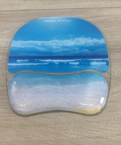 Fellowes Photo Gel Mouse Pad and Wrist Rest with Microban Protection, Sandy Beach (9179301), Blue, 9.25" x 7.88" 34 71ZXjWQefWL