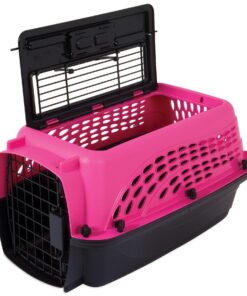 Petmate Two Door Pet Kennel for Pets up to 15 Pounds, Pink/Black, 19" Long, Made in USA Two-door 19.0"L x 13.0"W x 10.0"H 25 71ZY0tiVyxL